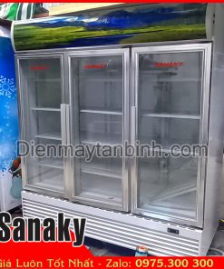 Bán thanh lý tủ mát cũ 3 cửa kính 1500 lít Sanaky giá rẻ